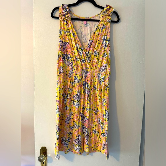 Lilly Pulitzer Dresses & Skirts - LILLY PULITZER Butterfly Lady Bug Floral Faux Wrap Dress (Size XL)